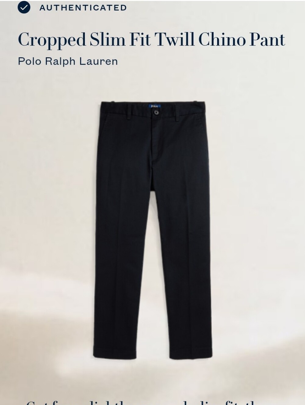 Polo Ralph Lauren Womens Cropped Slim Fit Twill Chino Pants, Size 6, Black